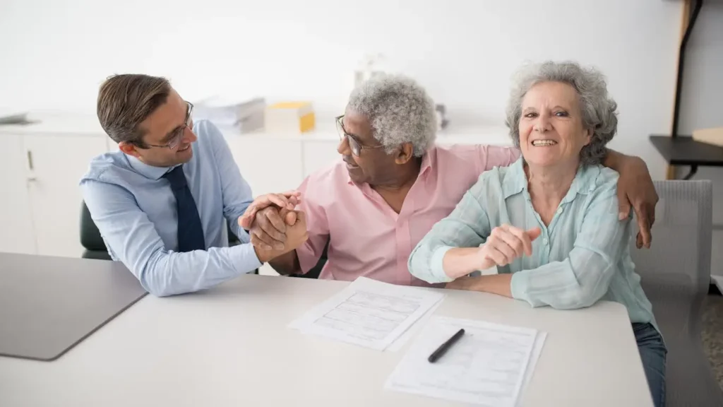 Financial advisor with senior couple