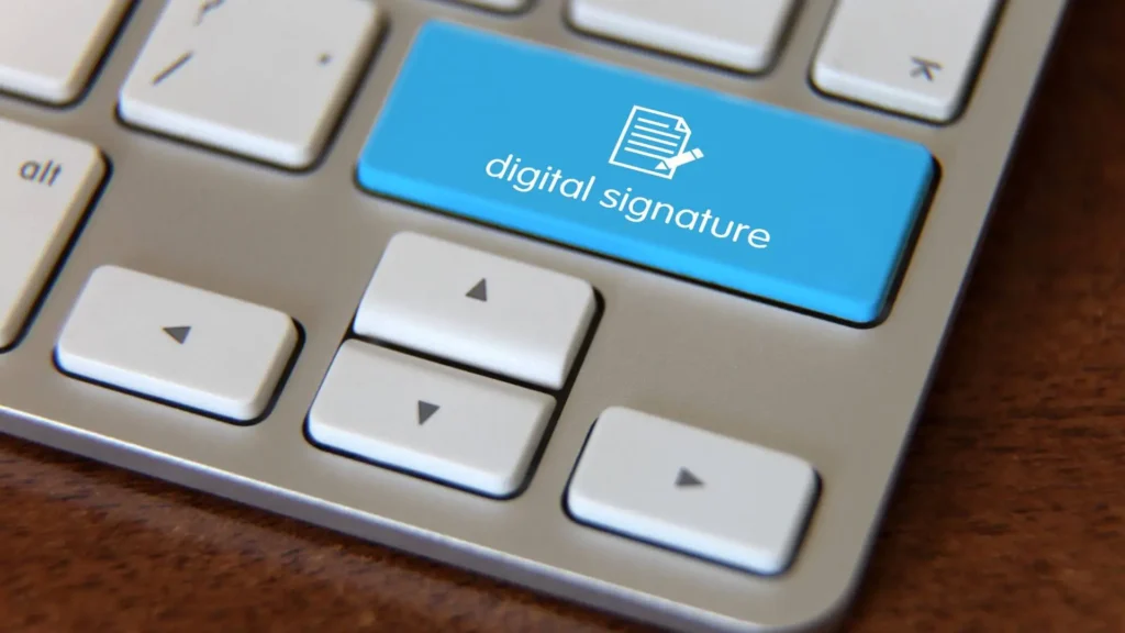 Digital signature key on a laptop keyboard