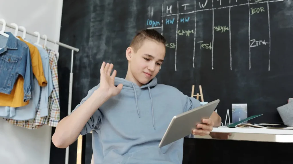 Young business man using tablet for business