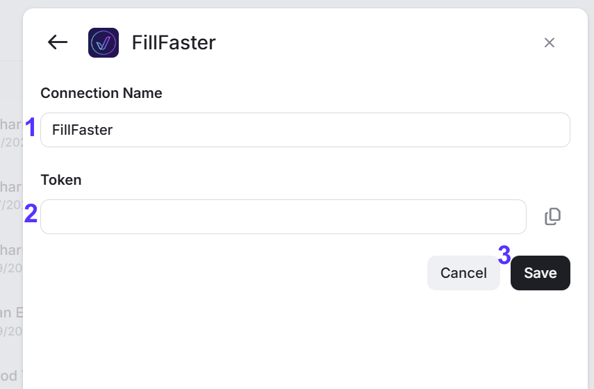 הוספת חיבור FillFaster ב-Engini עם טוקן API אישי