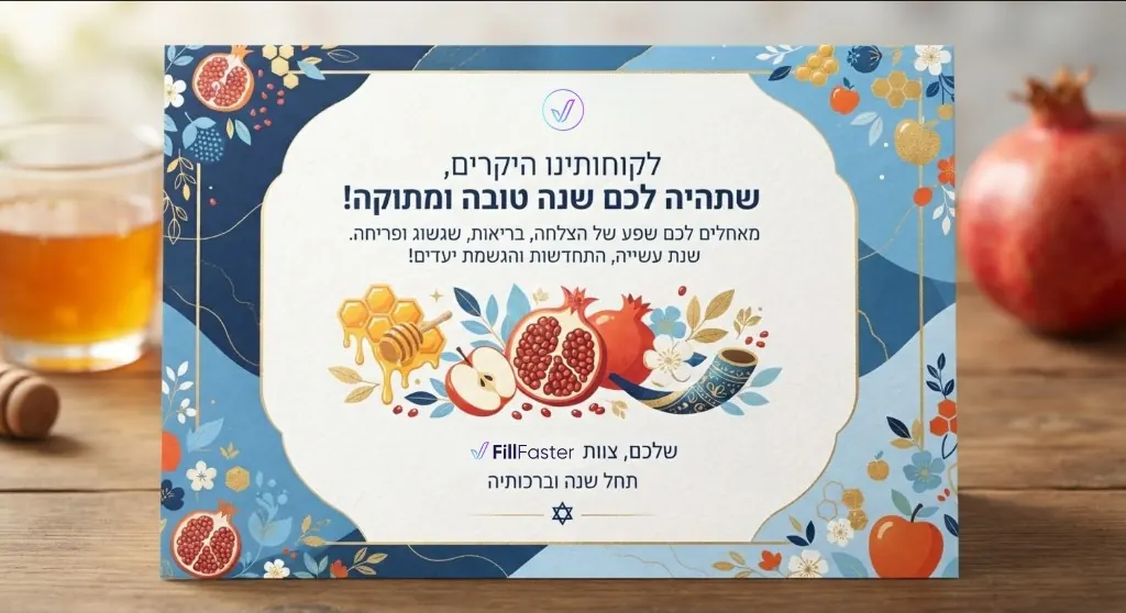 כרטיס ברכה לשנה טובה מלקוחות FillFaster
