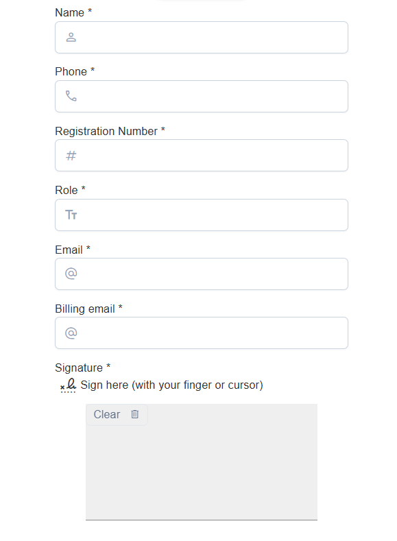 The PDF as the recipient sees it, with placeholder tags replaced by fields.